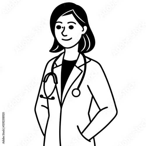 A silhouette of a woman doctor standing confidently with a stethoscope around her neck