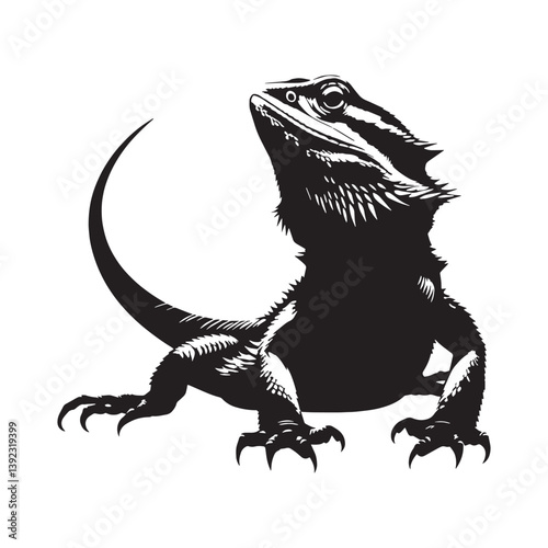 Loyal Bearded Dragon silhouette, a faithful companion in the wild – Bearded Dragon illustration – Bearded Dragon vector – Reptile silhouette

