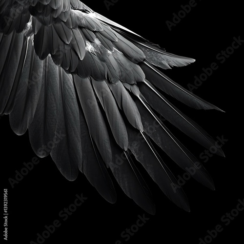 Raven's Wing Dark Feather Detail Closeup of excellence in splendor beyond compare with grace