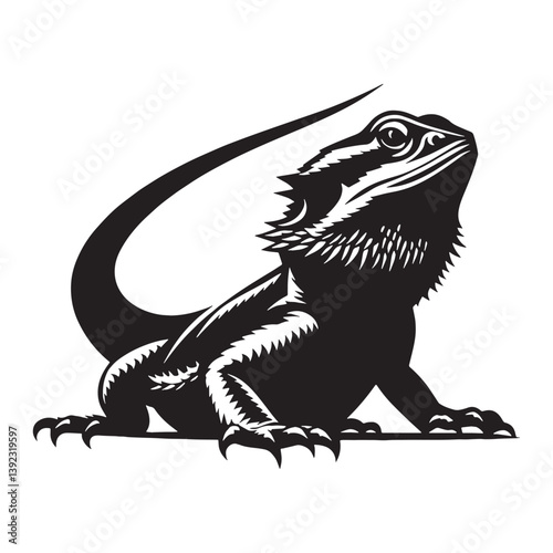 Regal Bearded Dragon silhouette, a proud reptilian creature – Bearded Dragon illustration – Bearded Dragon vector – Reptile silhouette

