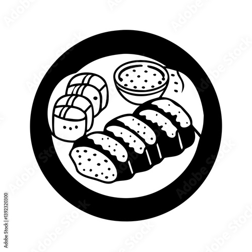 sushi platter icon, sushi platter line art - simple line art of sushi platter, perfect for sushi platter logos and icons