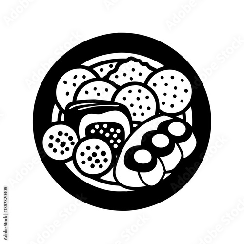 sushi platter icon, sushi platter line art - simple line art of sushi platter, perfect for sushi platter logos and icons