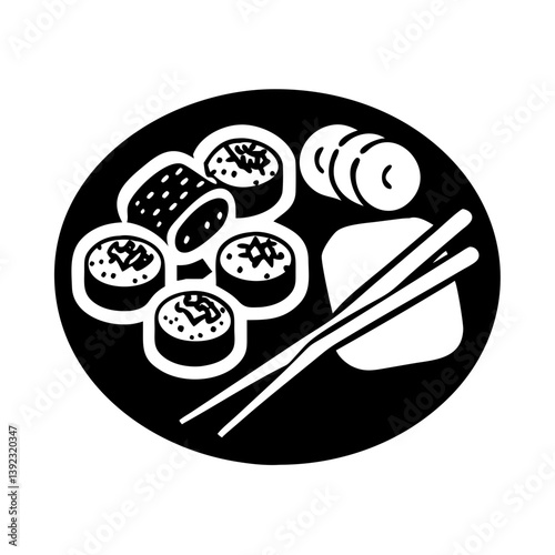 sushi platter icon, sushi platter line art - simple line art of sushi platter, perfect for sushi platter logos and icons