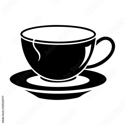 tea cup with saucer icon, tea cup with saucer line art - simple line art of tea cup with saucer, perfect for tea cup with saucer logos and icons