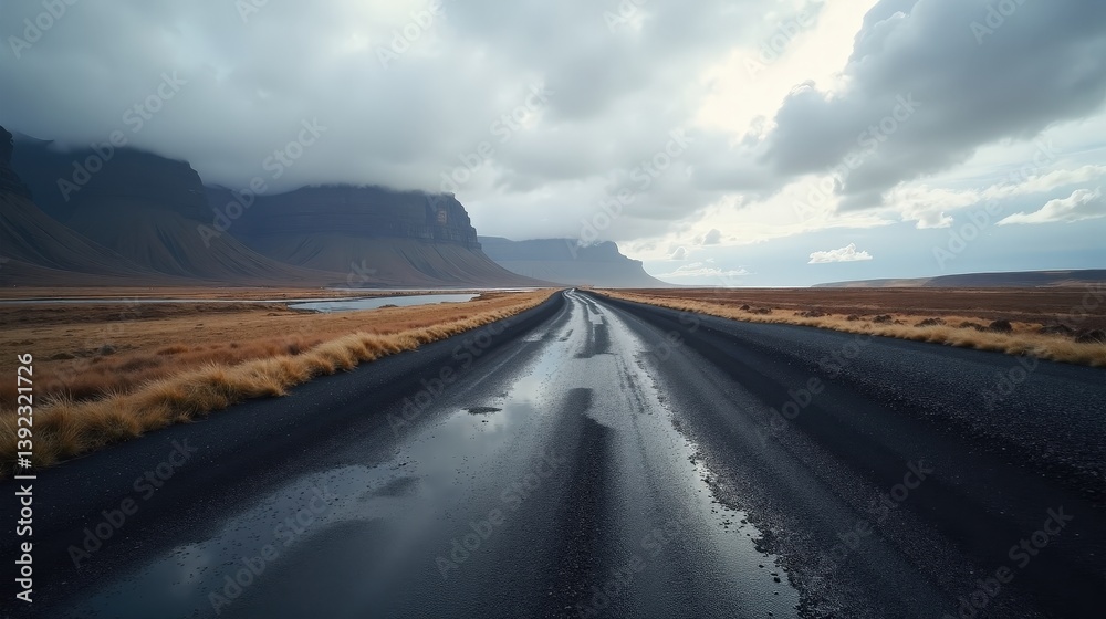 Fototapeta premium Detailed photo of Raudfeldsgja in Iceland during midday with cloudy conditions, shot from a panoramic perspective.