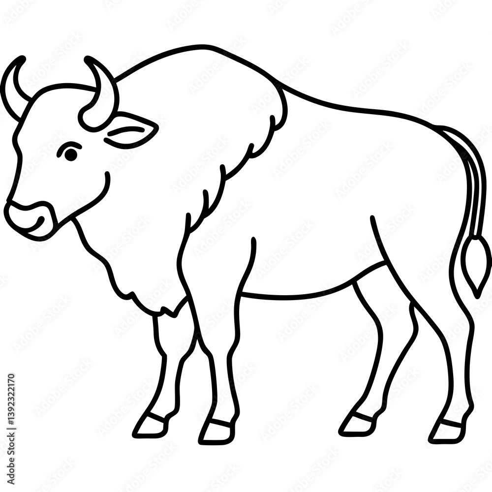Fototapeta premium Elegant Bison Vector in Single Line