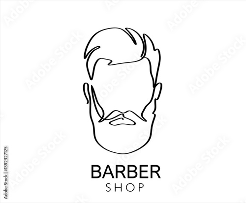 Continuous one line drawing of man portrait. Hairstyle. Fashionable men's style, Continuous one line drawing of adult man portrait with beard and mustache. Fashionable men's style vector illustration.