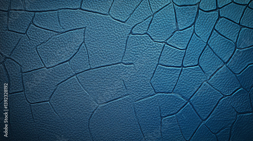 Textured Blue Leather with Cracked Pattern and Detailed Surface