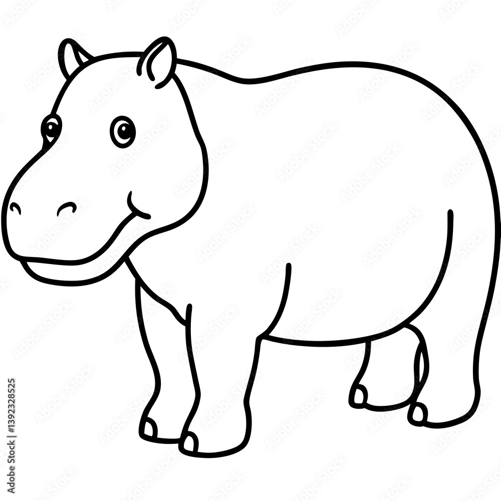 Fototapeta premium Elegant One-Stroke Hippopotamus Vector