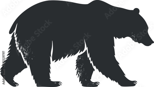 Silhouette of a bear in black, illustrating a wild animal in a classic design.