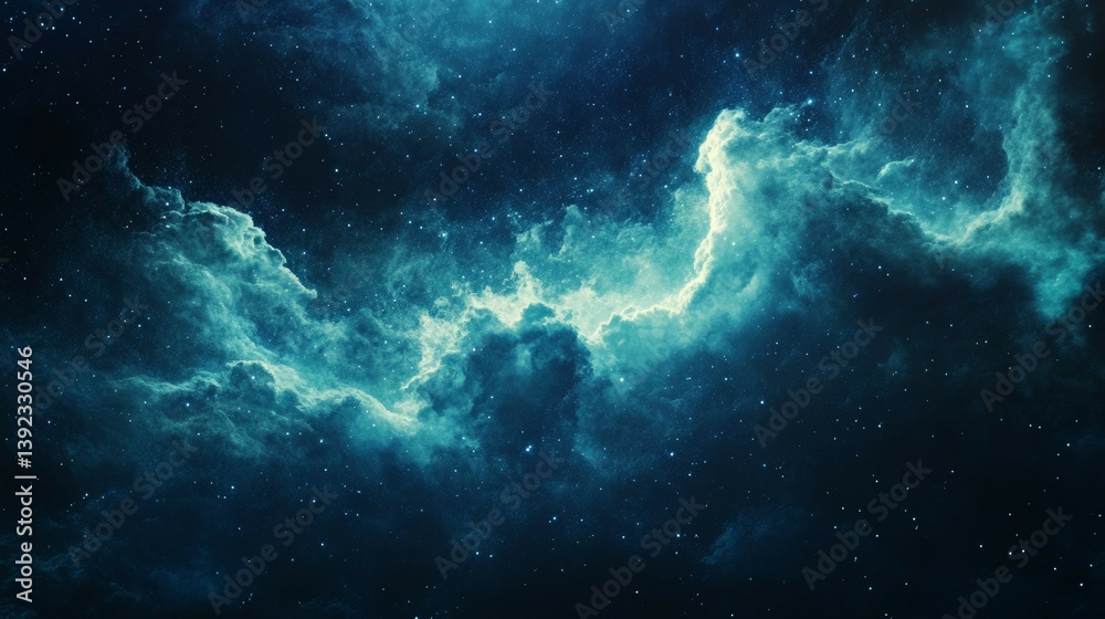 Fototapeta premium Nebula Starfield in Dark Blue Space Creating a Cosmic Cloudscape