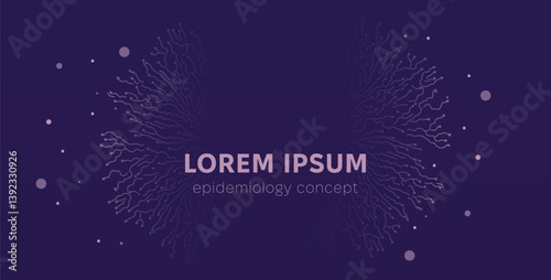 Mycelium roots pattern. Scientific medical banner template with Mold fungi pattern. Mycelium fungus Macro. Vector illustration.