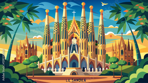 BARCELONA, SPAIN - FEBRUARY 10: La Sagrada Familia - the impress
