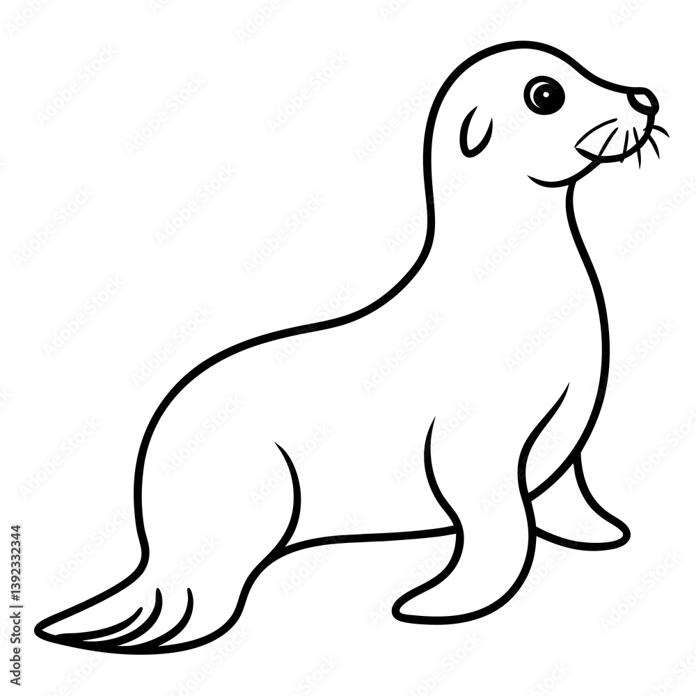 Elegant Seal Line Art Vector Elegant Seal Line Art Vector