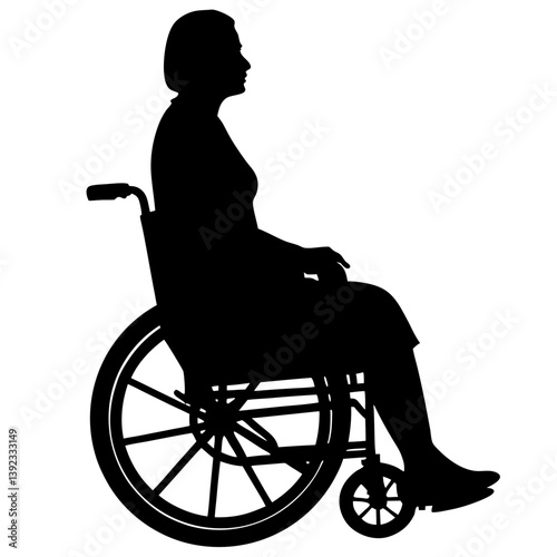 A silhouette of a woman patient sitting in a wheelchair.