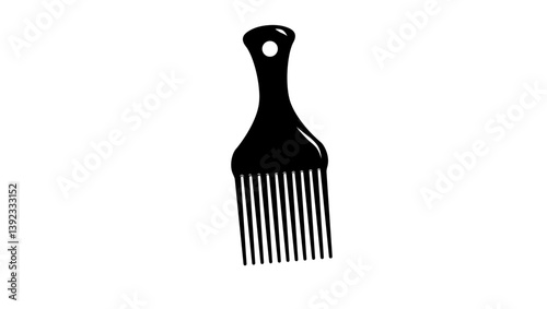 afro pick symbol, black isolated silhouette