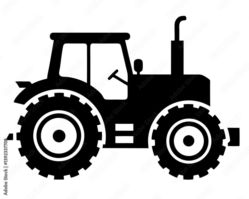 Obraz premium Tractor Silhouette Vector & Farm Vehicle SVG Icon Design