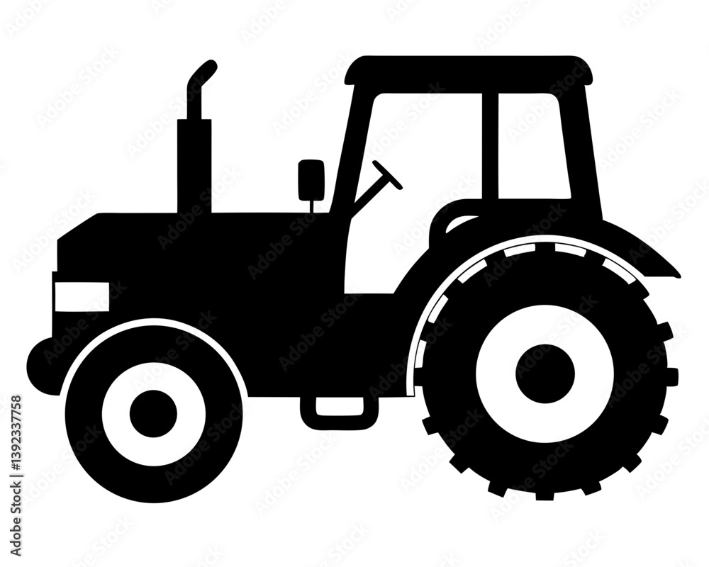 Obraz premium Tractor Silhouette Vector & Farm Vehicle SVG Icon Design