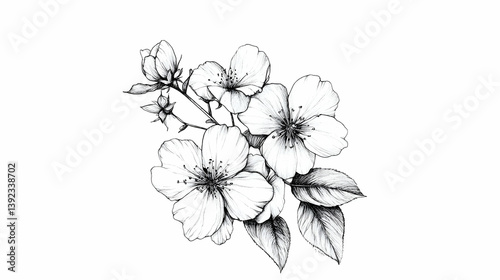 sakura flowers drawing illustration