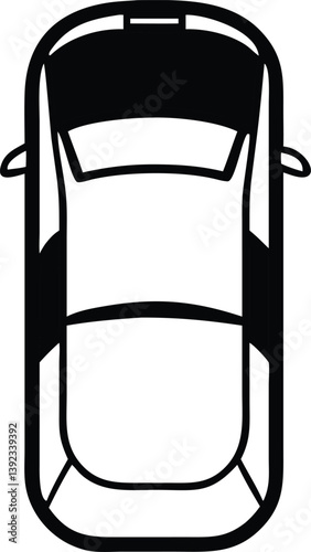 Top-down view of a 4-wheeler car vector, designed for use in maps and navigation interfaces. Clean and simple layout for digital or print use.
