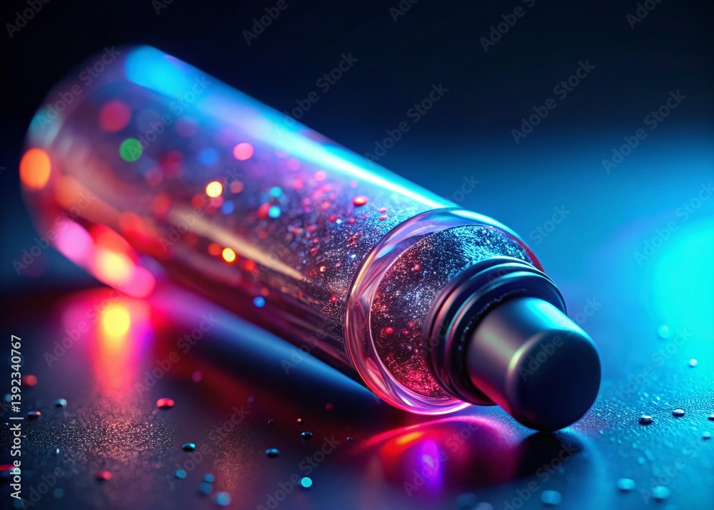 Glowing Lip Gloss Macro Shot: Fresh Splash & Neon Lights Glowing Lip Gloss Macro Shot: Fresh Splash & Neon Lights