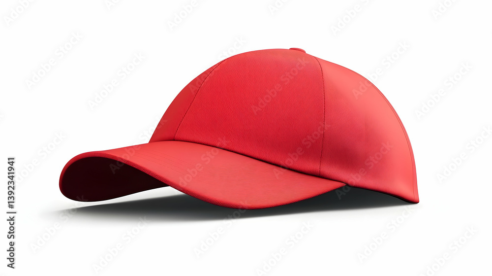Fototapeta premium Red Baseball Cap Isolated on White Background