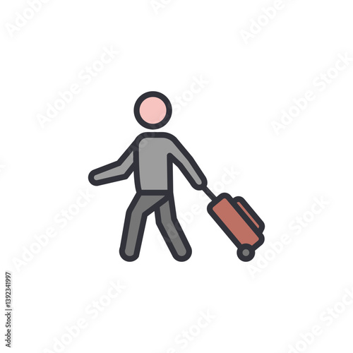 Business trip colored icons, minimalist vector illustration ,simple transparent graphic element .Isolated on white background