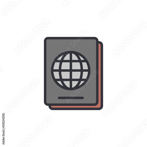 Passport colored icons, minimalist vector illustration ,simple transparent graphic element .Isolated on white background