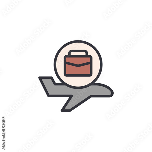 Business trip colored icons, minimalist vector illustration ,simple transparent graphic element .Isolated on white background