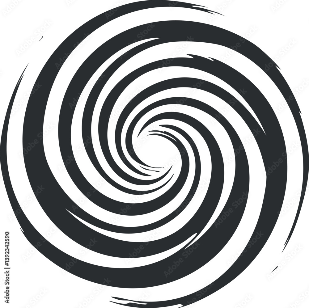 Fototapeta premium Black and white spiral optical illusion with swirling pattern creating a hypnotic effect.