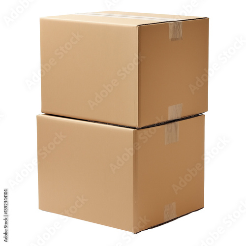 Two cardboard boxes stacked neatly for shipping, storage, or packaging needs. Minimalist and clean pres