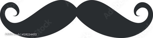 Black silhouette of a curled mustache icon, representing classic facial hair style.