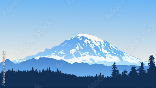 Mt. Rainier in Full View with Skyline
