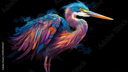 Vivid color heron