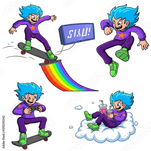 set of funny cartoon characters