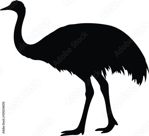 Ostrich black vector,emu silhouette vector