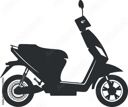 Black silhouette of a modern scooter, emphasizing urban mobility and sleek design.