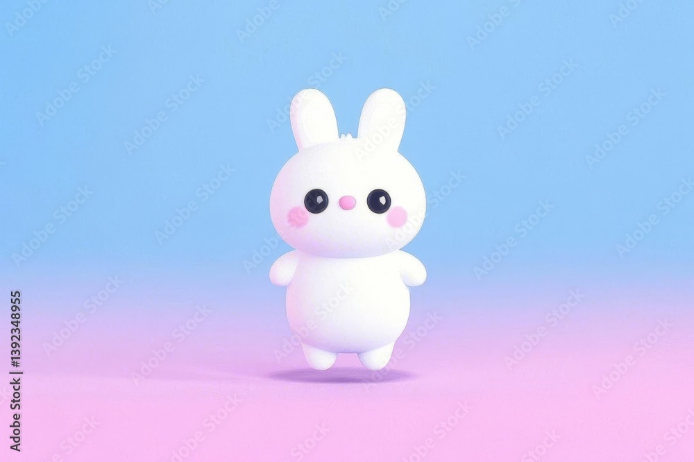 Fototapeta premium there is a white rabbit that is standing on a pink surface