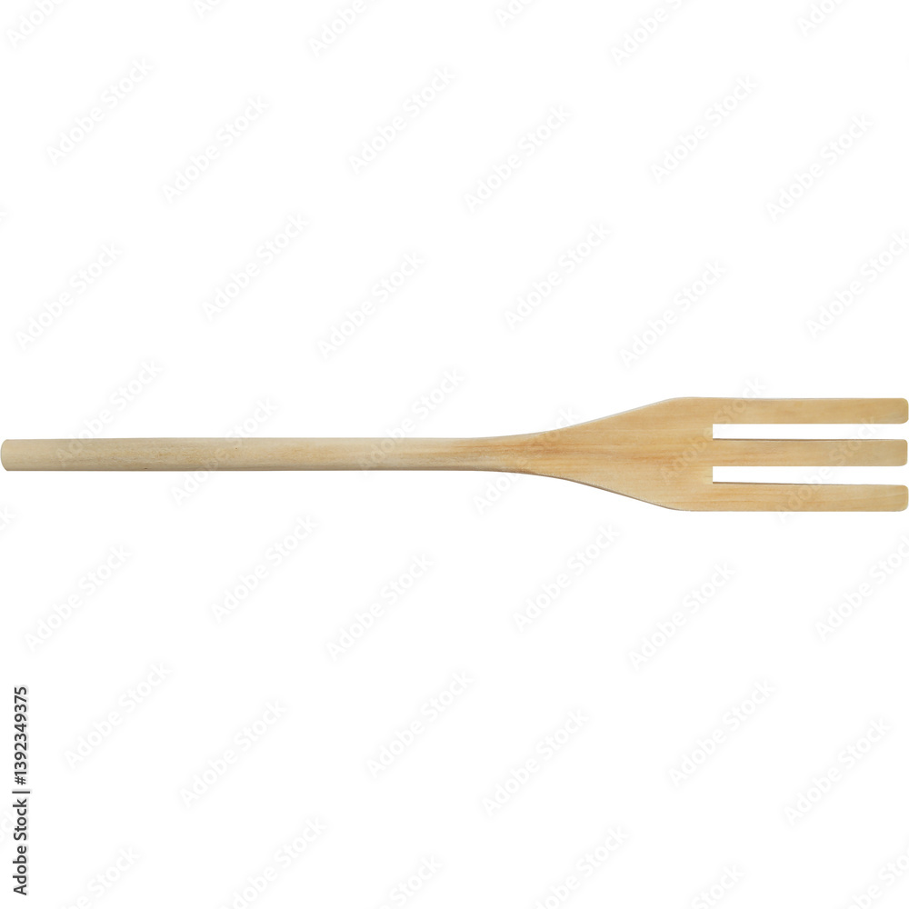 A wooden fork with two prongs, commonly used for serving or mixing food. A wooden fork with two prongs, commonly used for serving or mixing food.