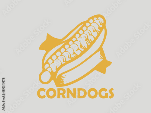 Stylized corn on the cob illustration with detailed kernels and a bold, graphic design. Food and agriculture concept. illustration corn dogs logo vector