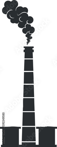 Silhouette of a factory chimney emitting smoke, symbolizing industrial pollution and environmental impact.