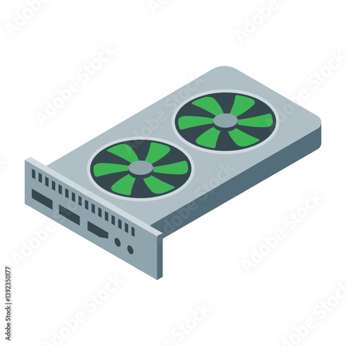 Dual Fan Graphics Card Isometric Illustration