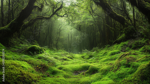 Mossy Forest, Lush Green Nature Landscape