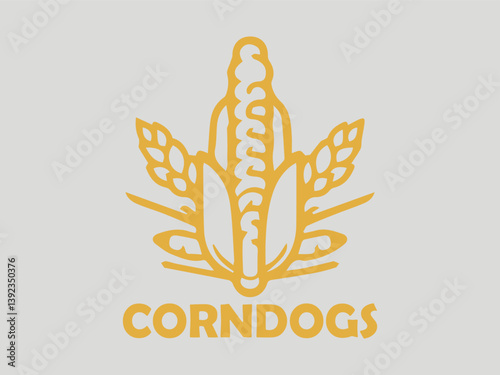 Stylized corn on the cob illustration with detailed kernels and a bold, graphic design. Food and agriculture concept. illustration corn dogs logo vector