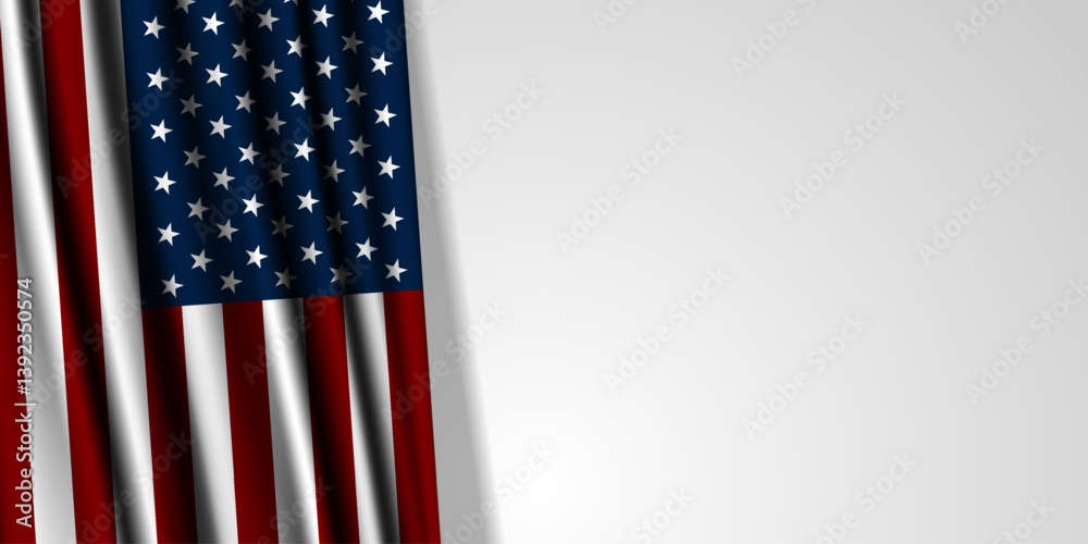 Obraz premium American flag and area for text. White background