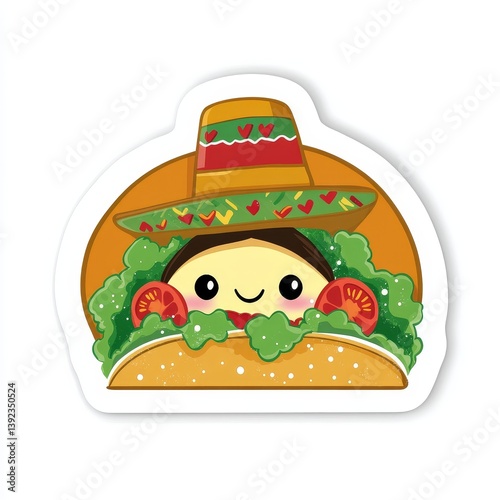 Cinco de mayo taco sticker illustration