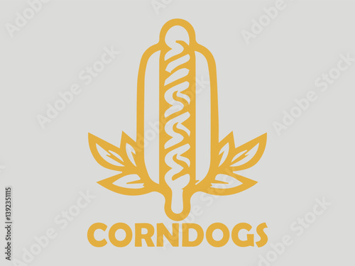 Stylized corn on the cob illustration with detailed kernels and a bold, graphic design. Food and agriculture concept. illustration corn dogs logo vector