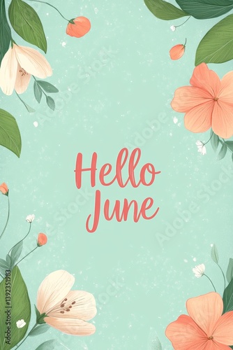 Colorful floral greeting for hello june