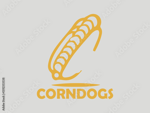 Stylized corn on the cob illustration with detailed kernels and a bold, graphic design. Food and agriculture concept. illustration corn dogs logo vector