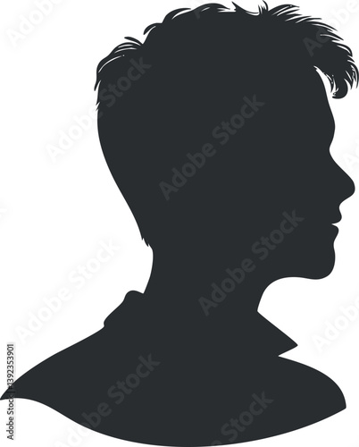 Silhouette of a man's profile in black and white, highlighting a minimalist design approach.